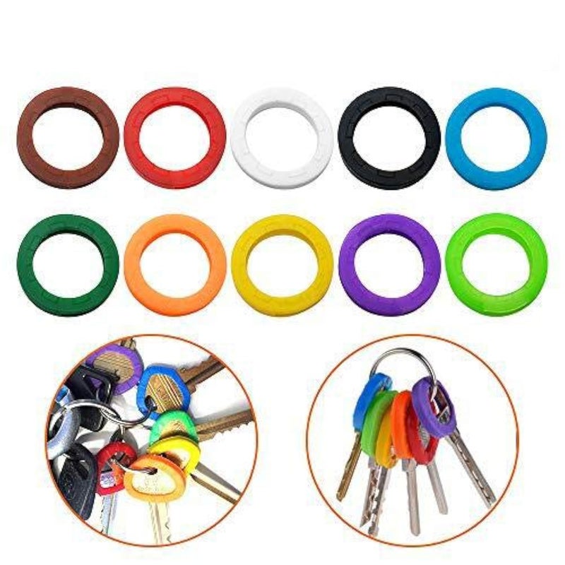 Oubaka 40 Pack Silicone Key Cap Tags,Plastic Key Identifier Rings,Key ID Rings,4 Pcs Each Color,10 Colors in Total - Image 1